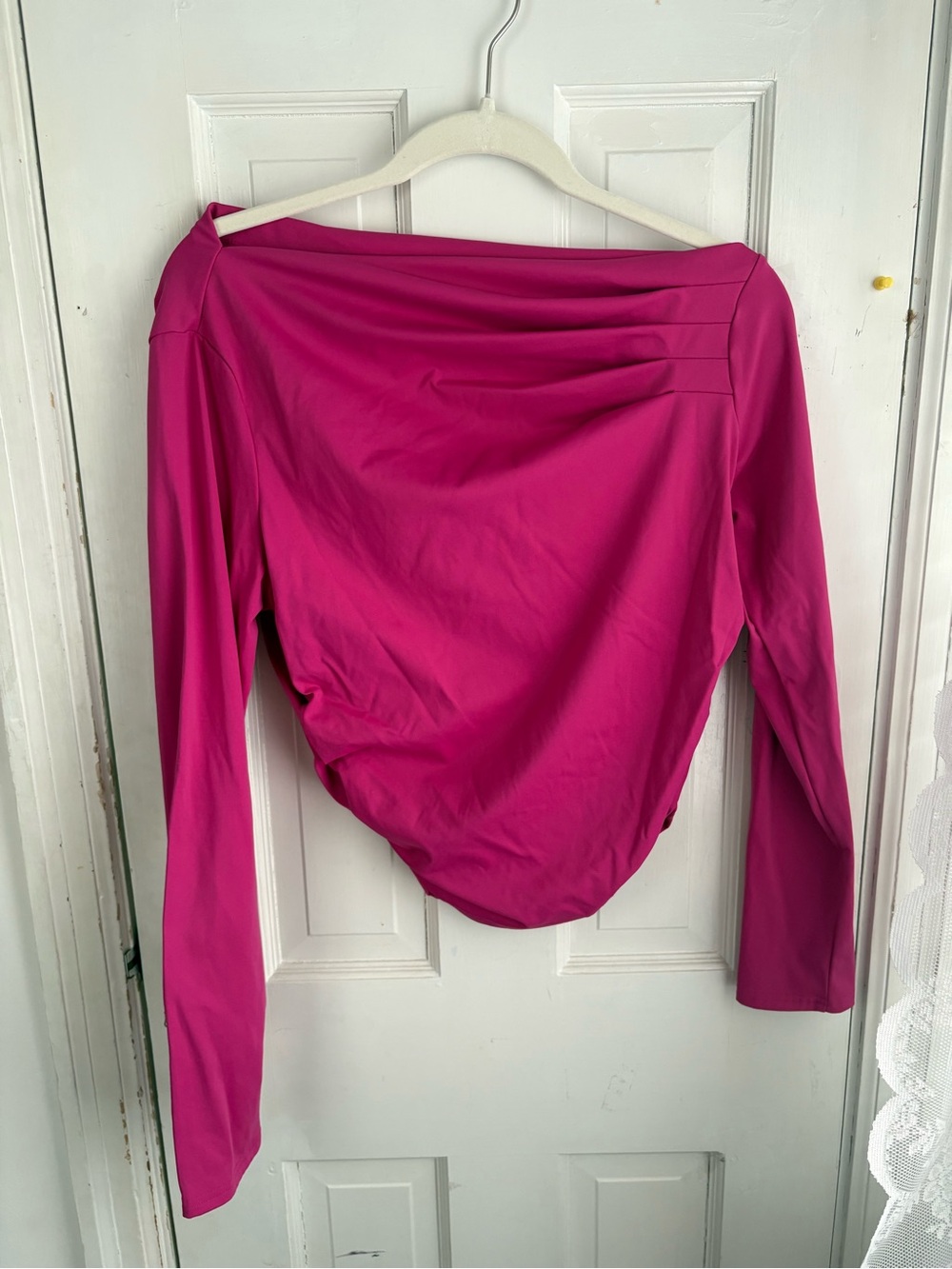 Amazon Women's Fuchsia Long Sleeve Boatneck Top
